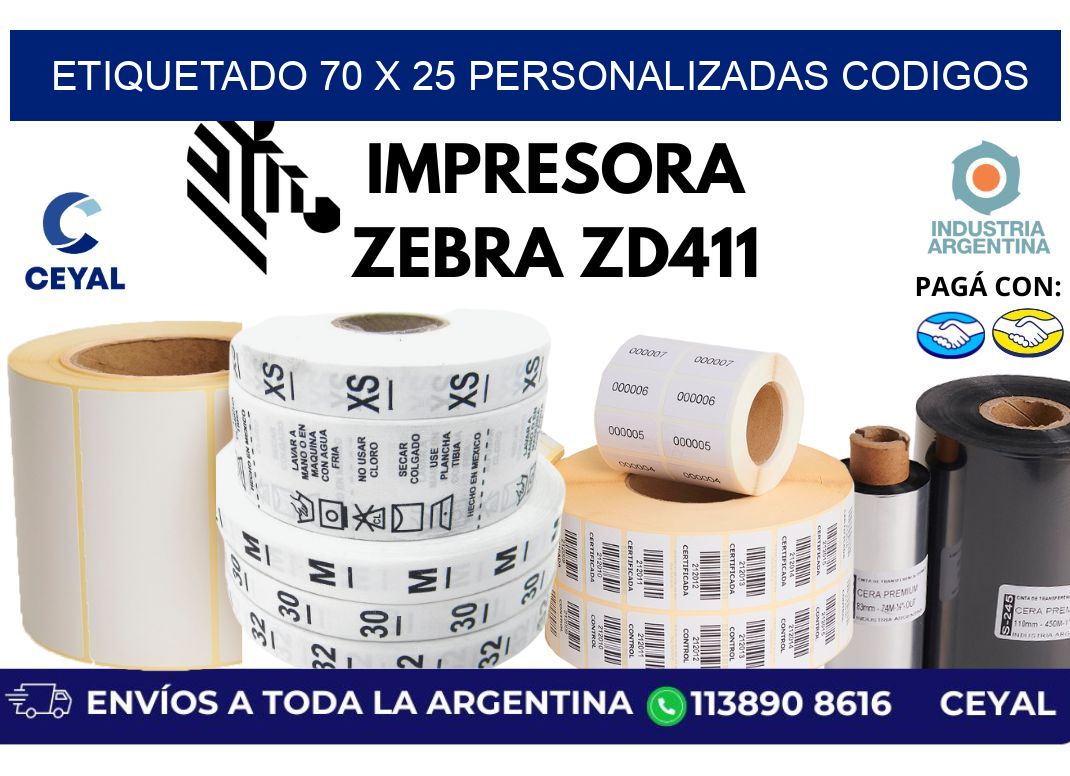 etiquetado 70 x 25 personalizadas codigos