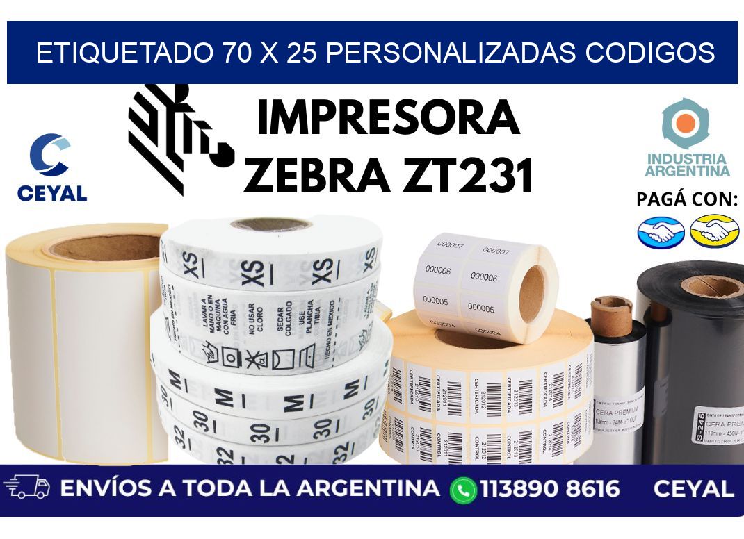 etiquetado 70 x 25 personalizadas codigos