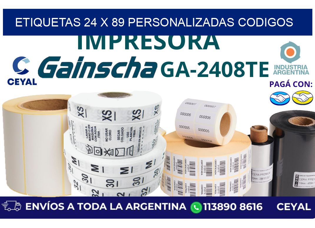 etiquetas 24 x 89 personalizadas codigos