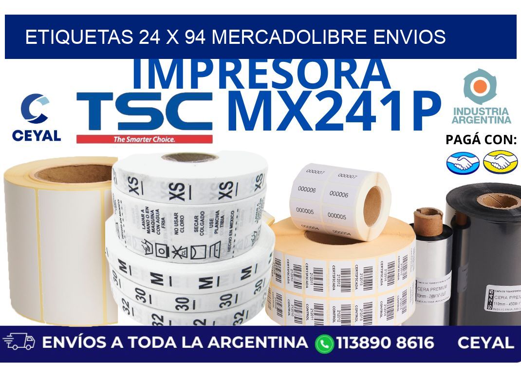 etiquetas 24 x 94 mercadolibre envios