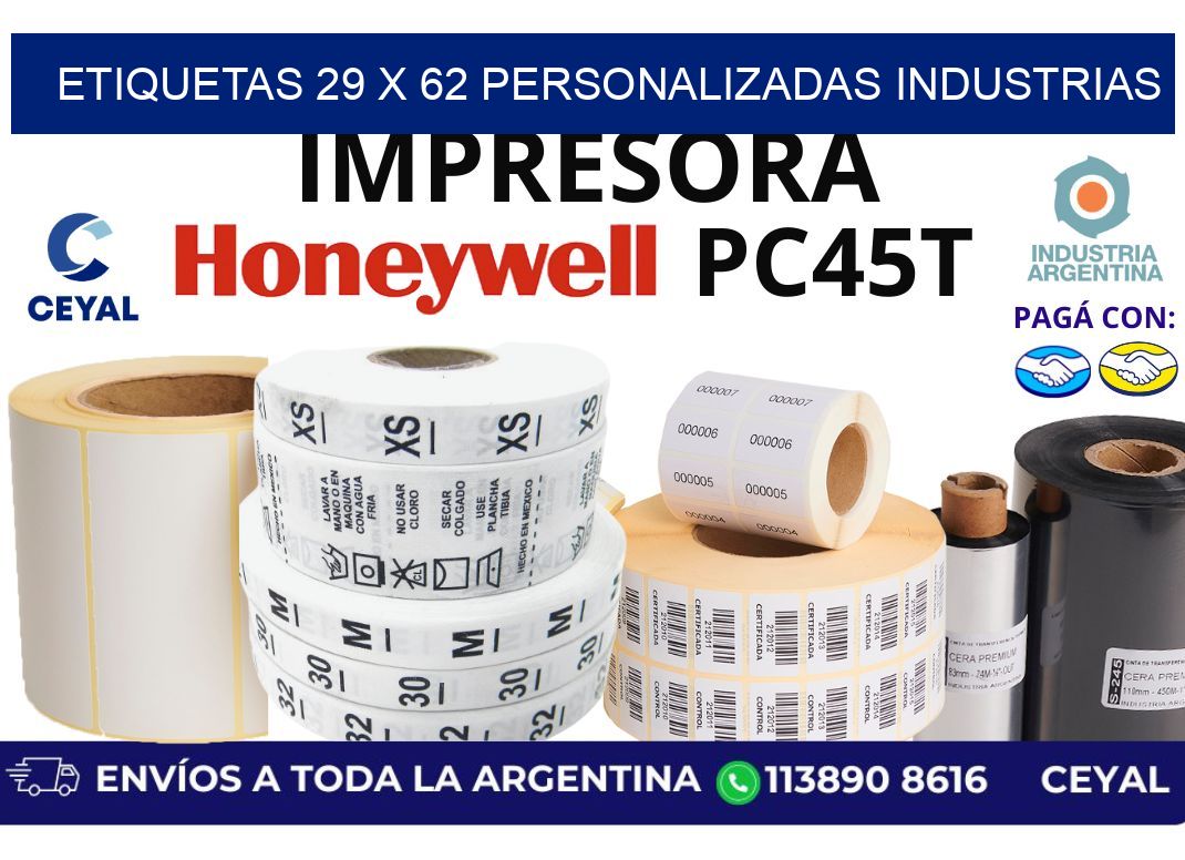 etiquetas 29 x 62 personalizadas industrias