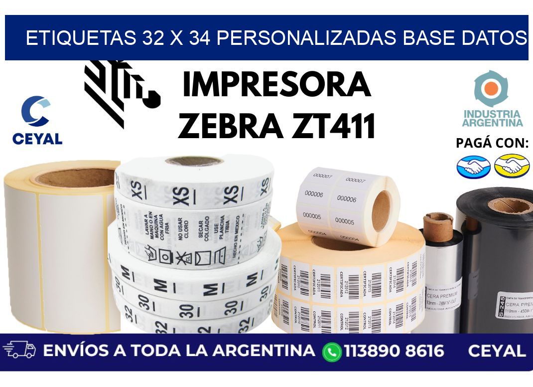 etiquetas 32 x 34 personalizadas base datos