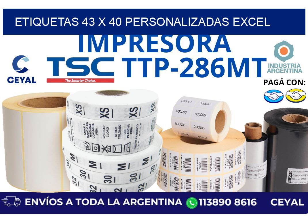 etiquetas 43 x 40 personalizadas excel