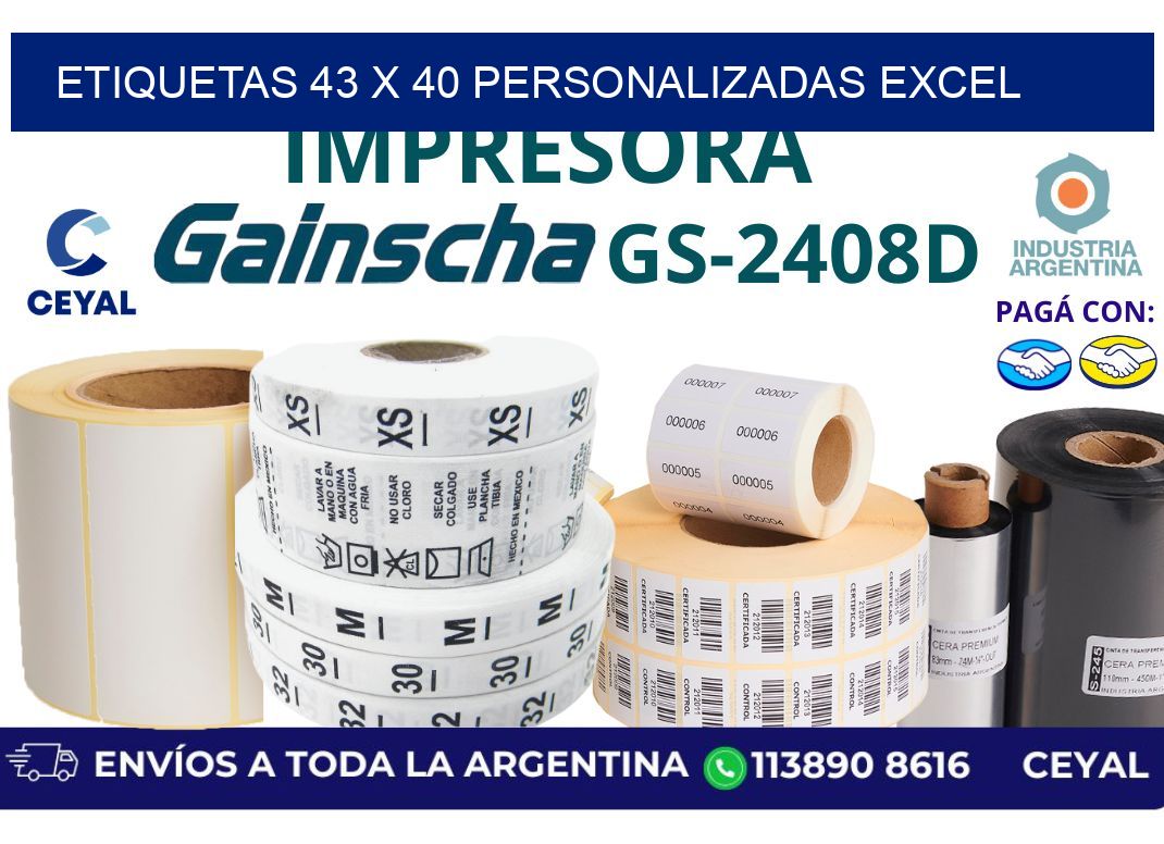 etiquetas 43 x 40 personalizadas excel