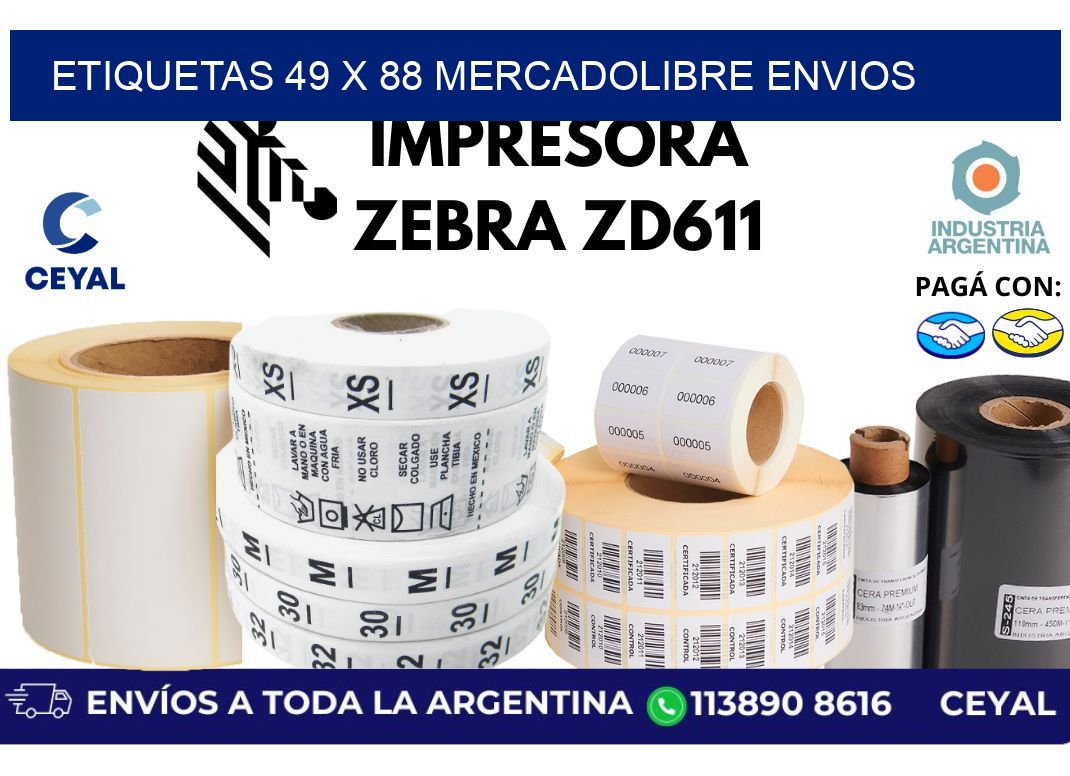 etiquetas 49 x 88 mercadolibre envios
