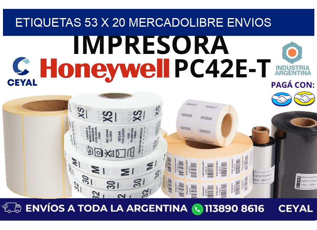 etiquetas 53 x 20 mercadolibre envios