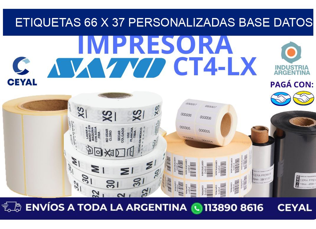 etiquetas 66 x 37 personalizadas base datos