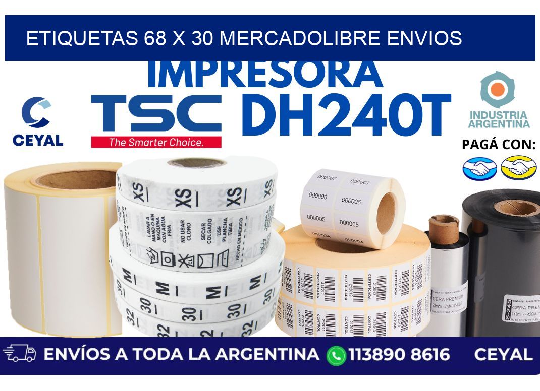 etiquetas 68 x 30 mercadolibre envios