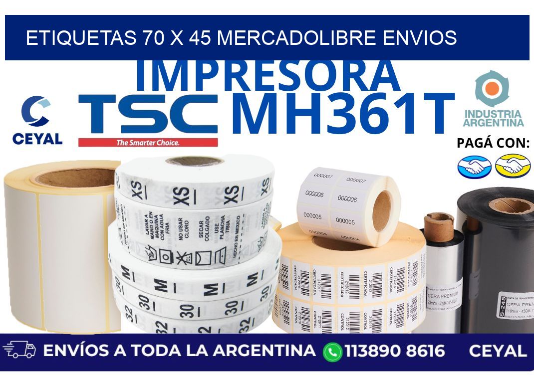etiquetas 70 x 45 mercadolibre envios