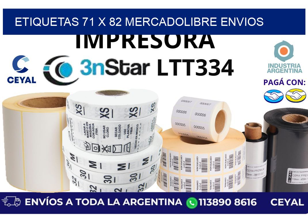 etiquetas 71 x 82 mercadolibre envios