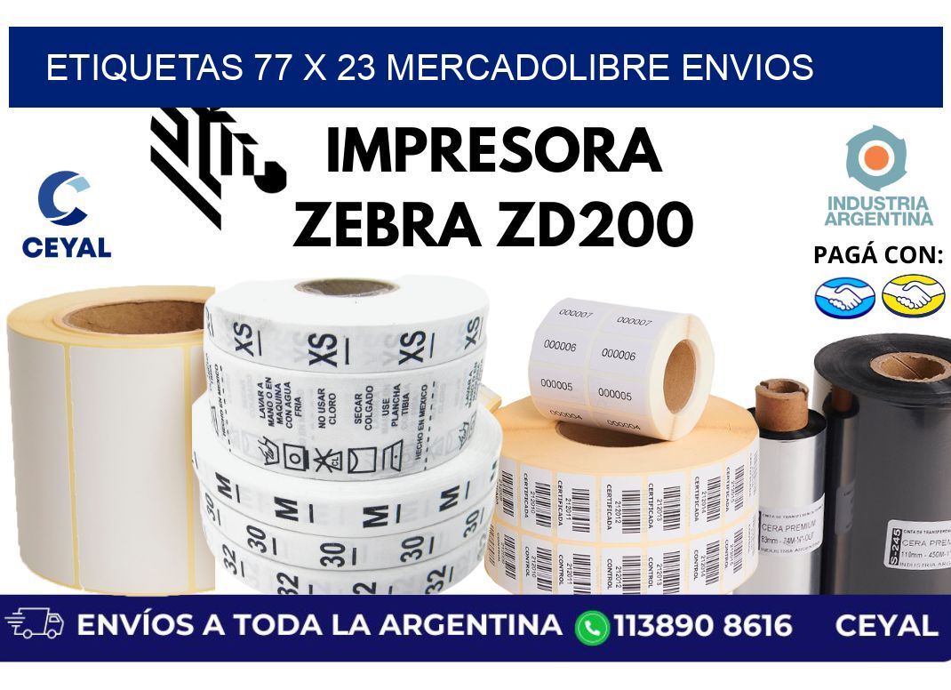 etiquetas 77 x 23 mercadolibre envios