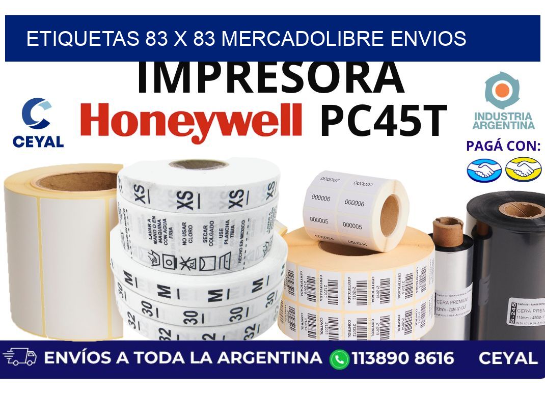 etiquetas 83 x 83 mercadolibre envios