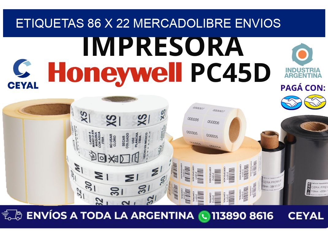 etiquetas 86 x 22 mercadolibre envios