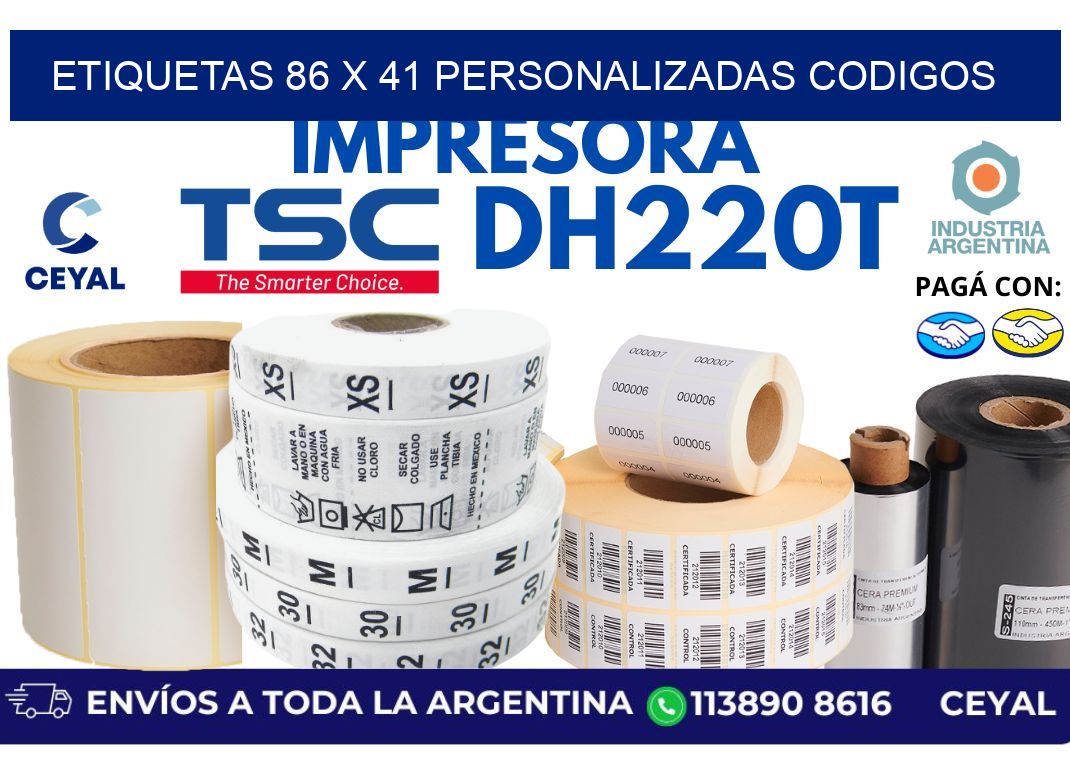 etiquetas 86 x 41 personalizadas codigos