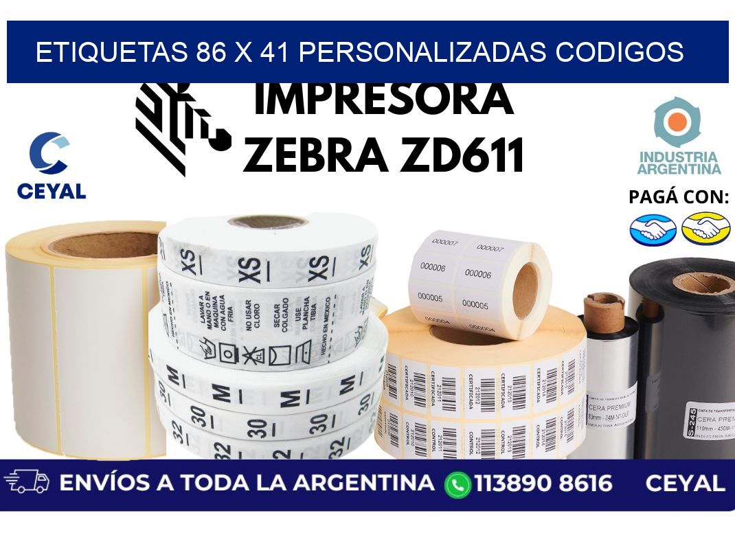 etiquetas 86 x 41 personalizadas codigos