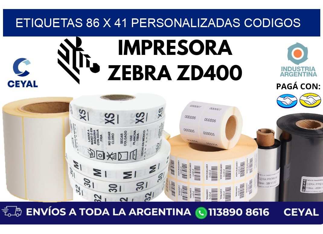 etiquetas 86 x 41 personalizadas codigos