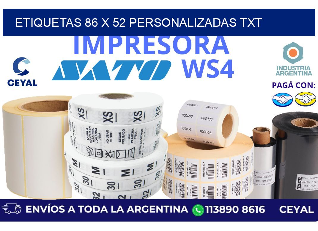 etiquetas 86 x 52 personalizadas txt