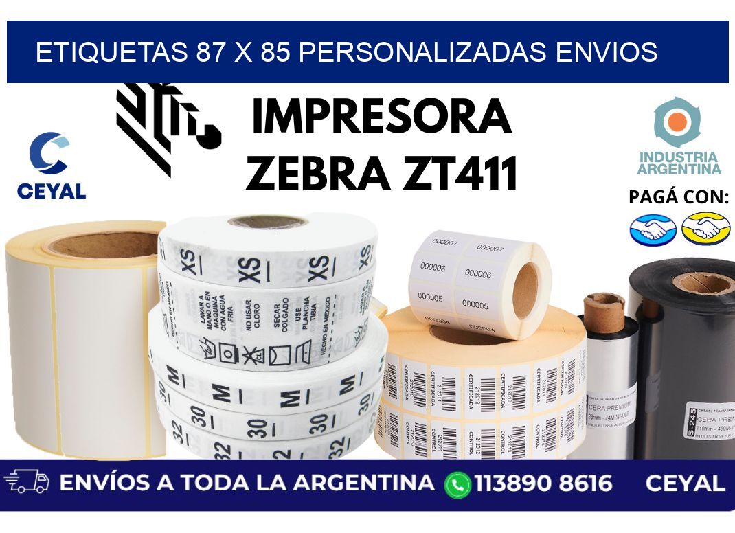 etiquetas 87 x 85 personalizadas envios