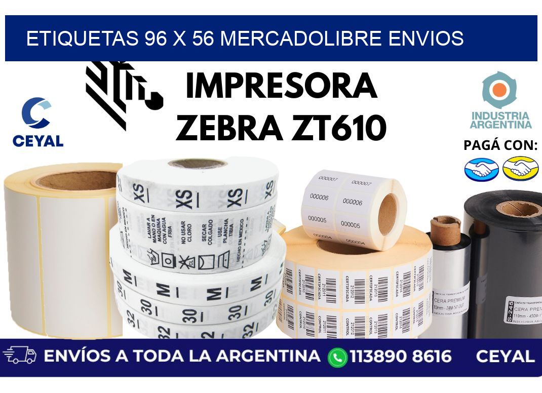 etiquetas 96 x 56 mercadolibre envios