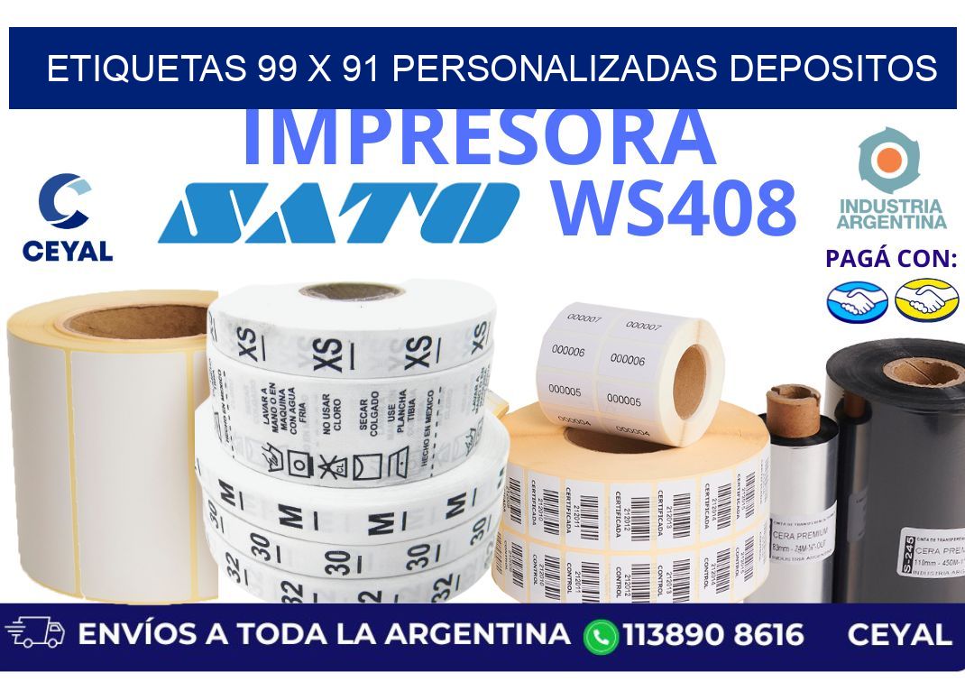 etiquetas 99 x 91 personalizadas depositos