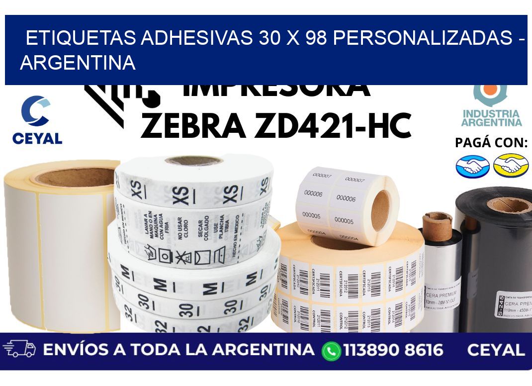 etiquetas adhesivas 30 x 98 personalizadas - Argentina