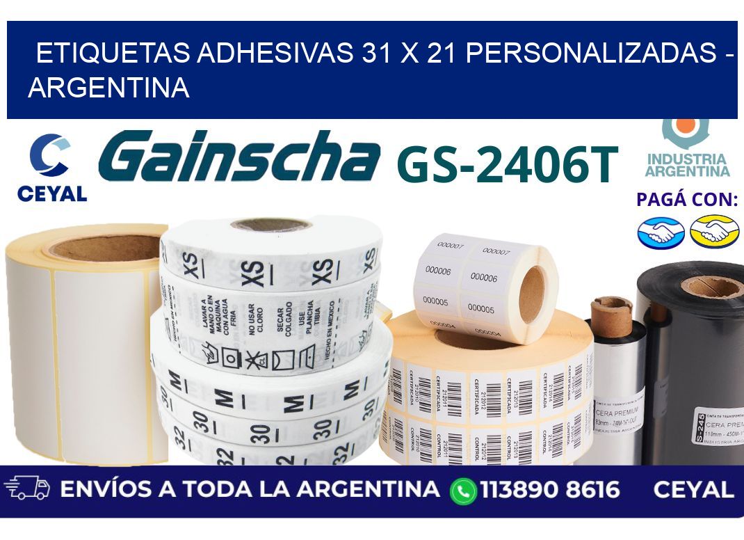 etiquetas adhesivas 31 x 21 personalizadas - Argentina