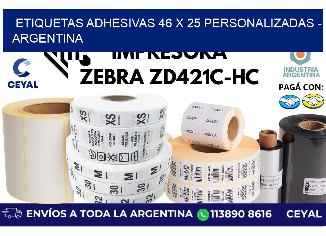 etiquetas adhesivas 46 x 25 personalizadas - Argentina