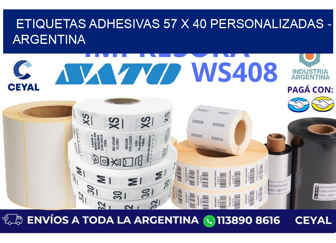 etiquetas adhesivas 57 x 40 personalizadas - Argentina