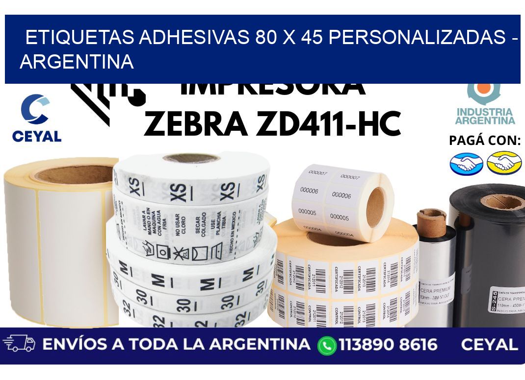 etiquetas adhesivas 80 x 45 personalizadas - Argentina