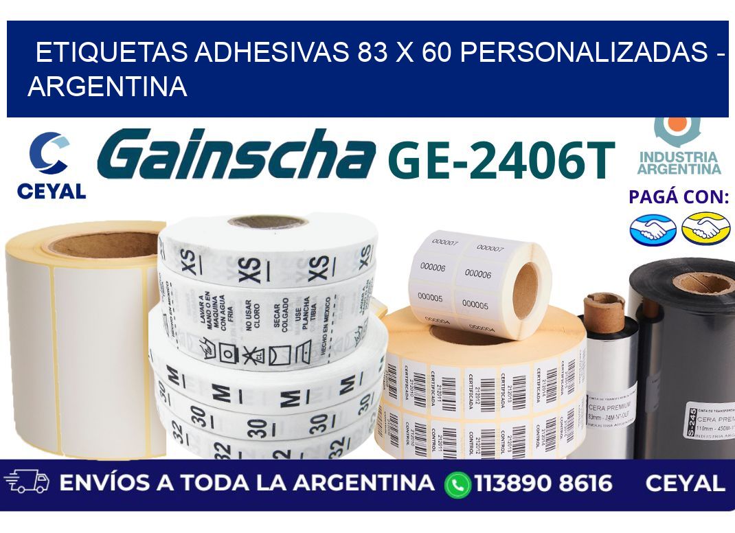 etiquetas adhesivas 83 x 60 personalizadas - Argentina