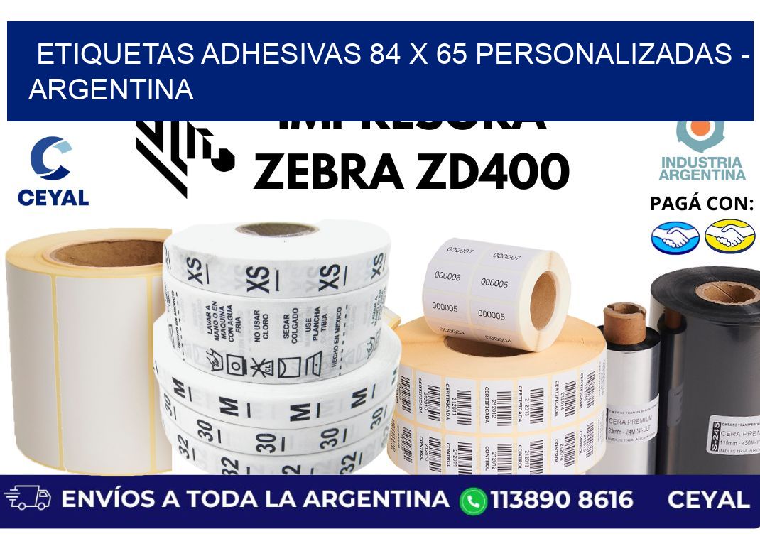 etiquetas adhesivas 84 x 65 personalizadas - Argentina