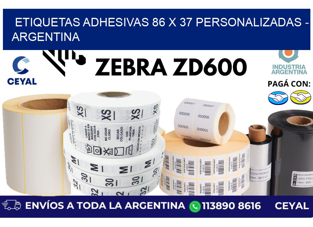 etiquetas adhesivas 86 x 37 personalizadas - Argentina