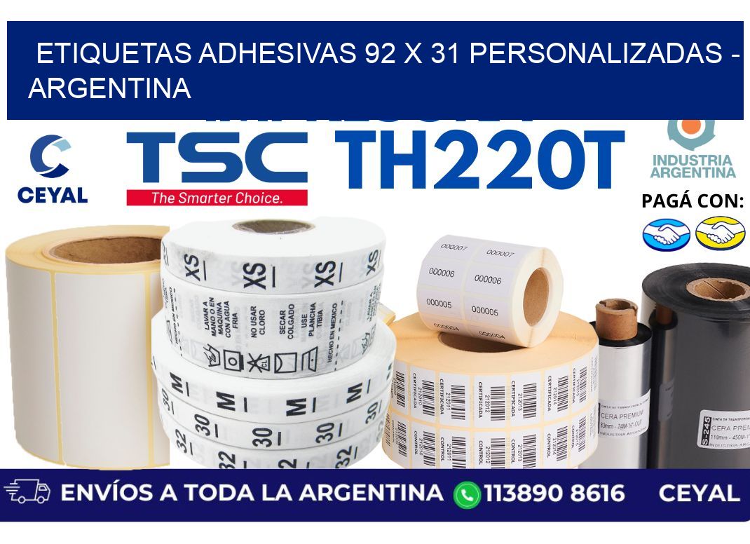 etiquetas adhesivas 92 x 31 personalizadas - Argentina