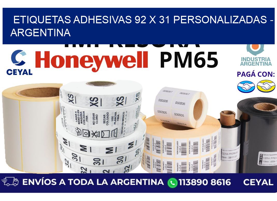 etiquetas adhesivas 92 x 31 personalizadas - Argentina