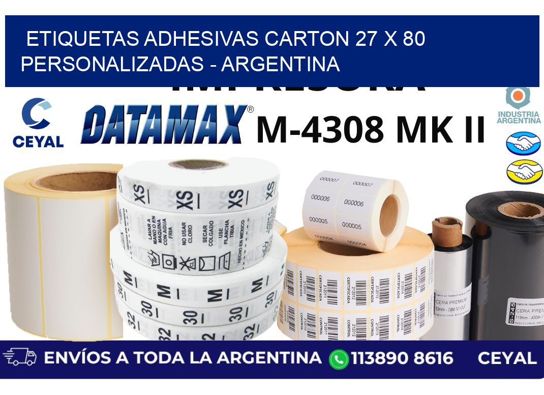 etiquetas adhesivas carton 27 x 80 personalizadas - Argentina
