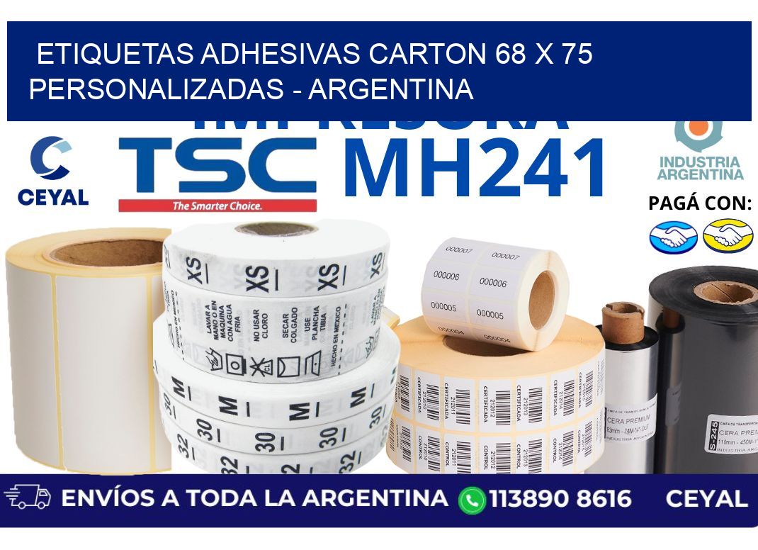 etiquetas adhesivas carton 68 x 75 personalizadas - Argentina