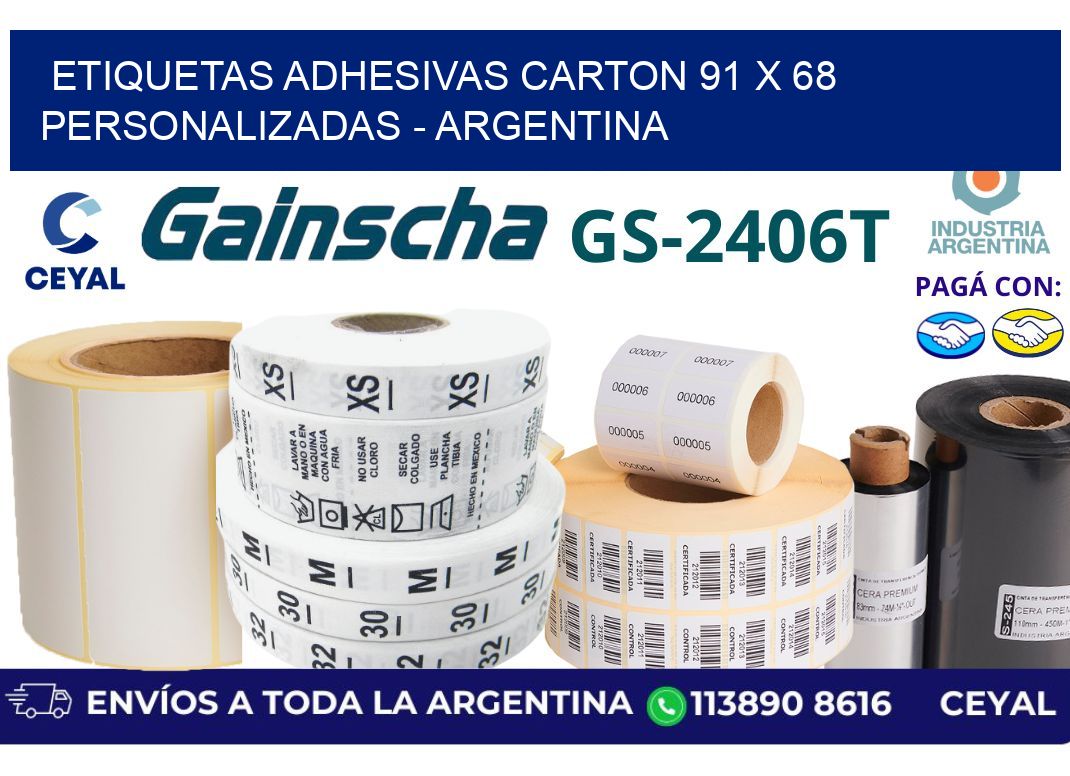 etiquetas adhesivas carton 91 x 68 personalizadas - Argentina