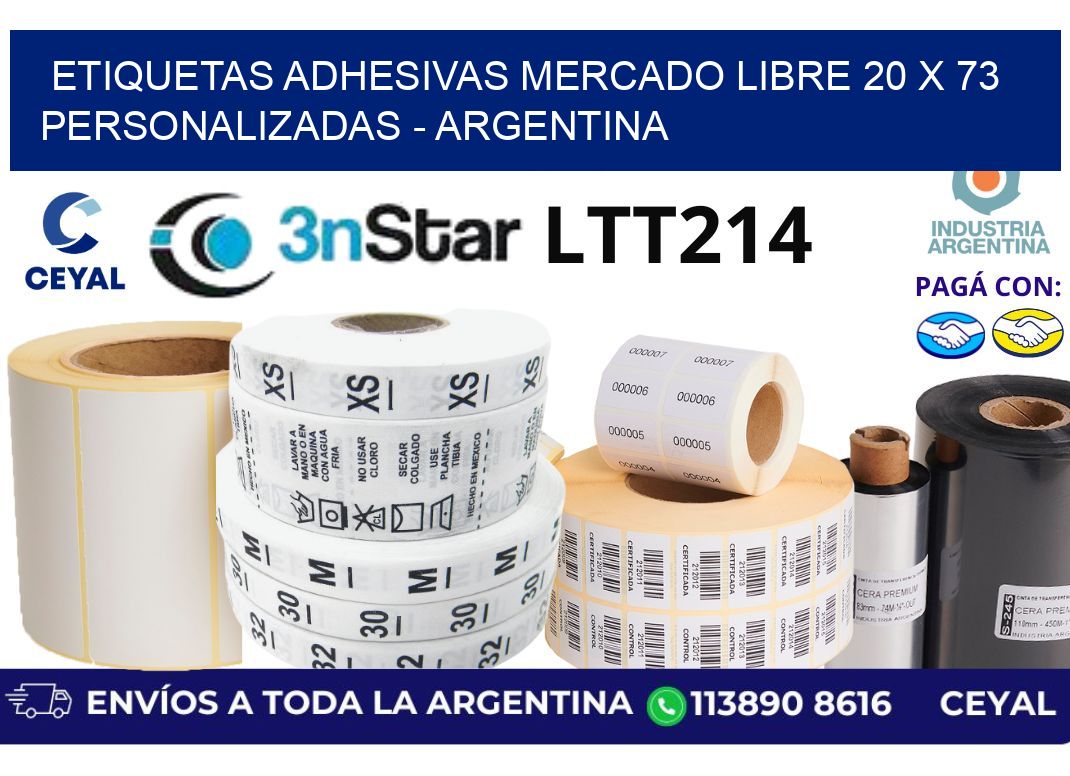 etiquetas adhesivas mercado libre 20 x 73 personalizadas - Argentina