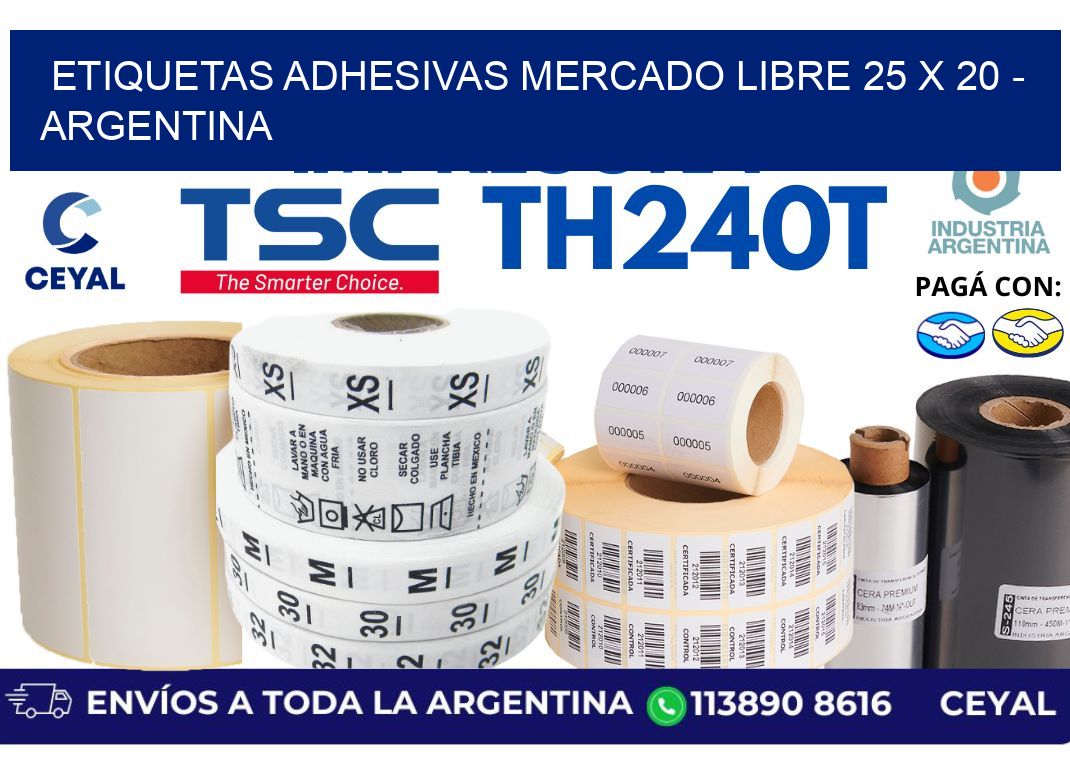 etiquetas adhesivas mercado libre 25 x 20 - Argentina