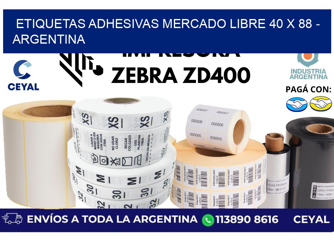 etiquetas adhesivas mercado libre 40 x 88 - Argentina