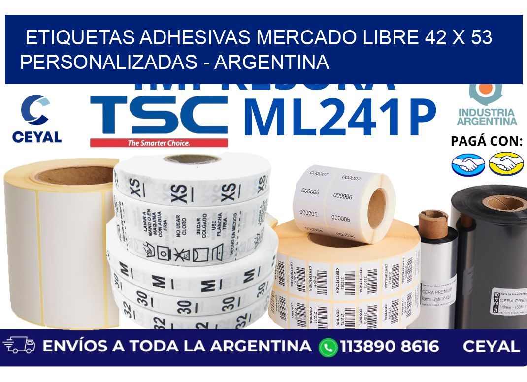 etiquetas adhesivas mercado libre 42 x 53 personalizadas – Argentina