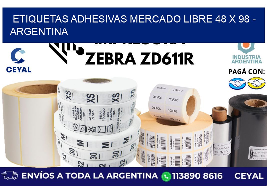etiquetas adhesivas mercado libre 48 x 98 - Argentina