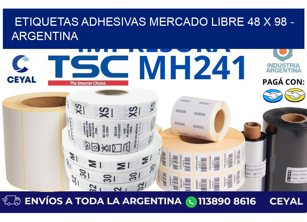 etiquetas adhesivas mercado libre 48 x 98 – Argentina