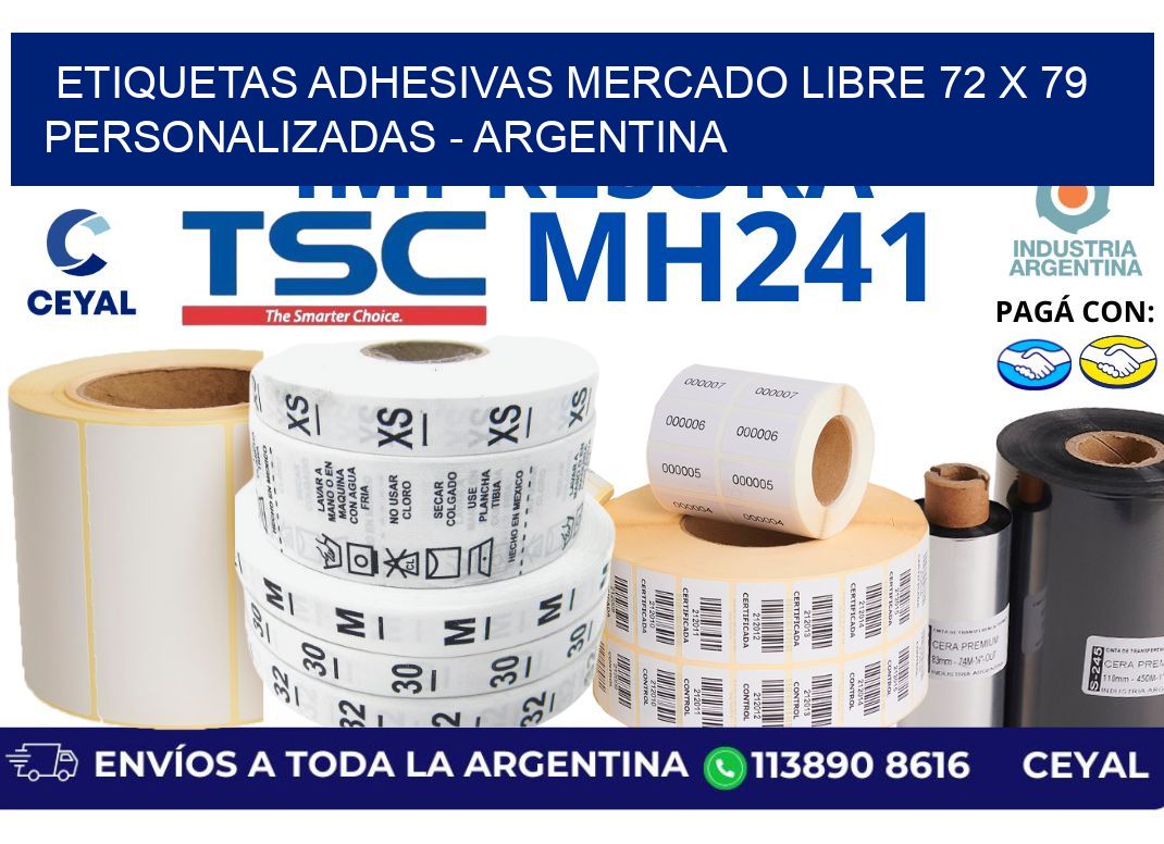 etiquetas adhesivas mercado libre 72 x 79 personalizadas – Argentina
