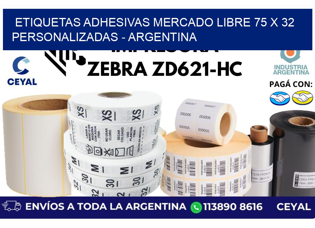 etiquetas adhesivas mercado libre 75 x 32 personalizadas – Argentina