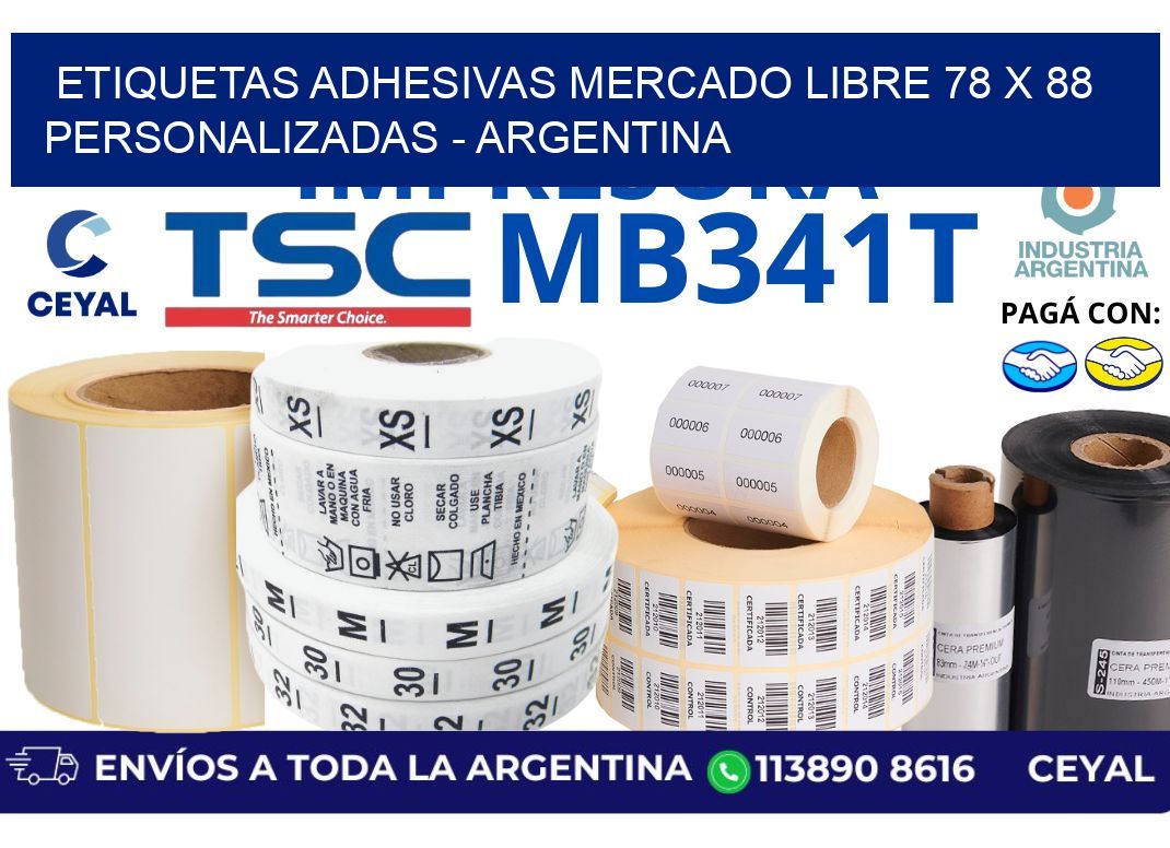 etiquetas adhesivas mercado libre 78 x 88 personalizadas - Argentina