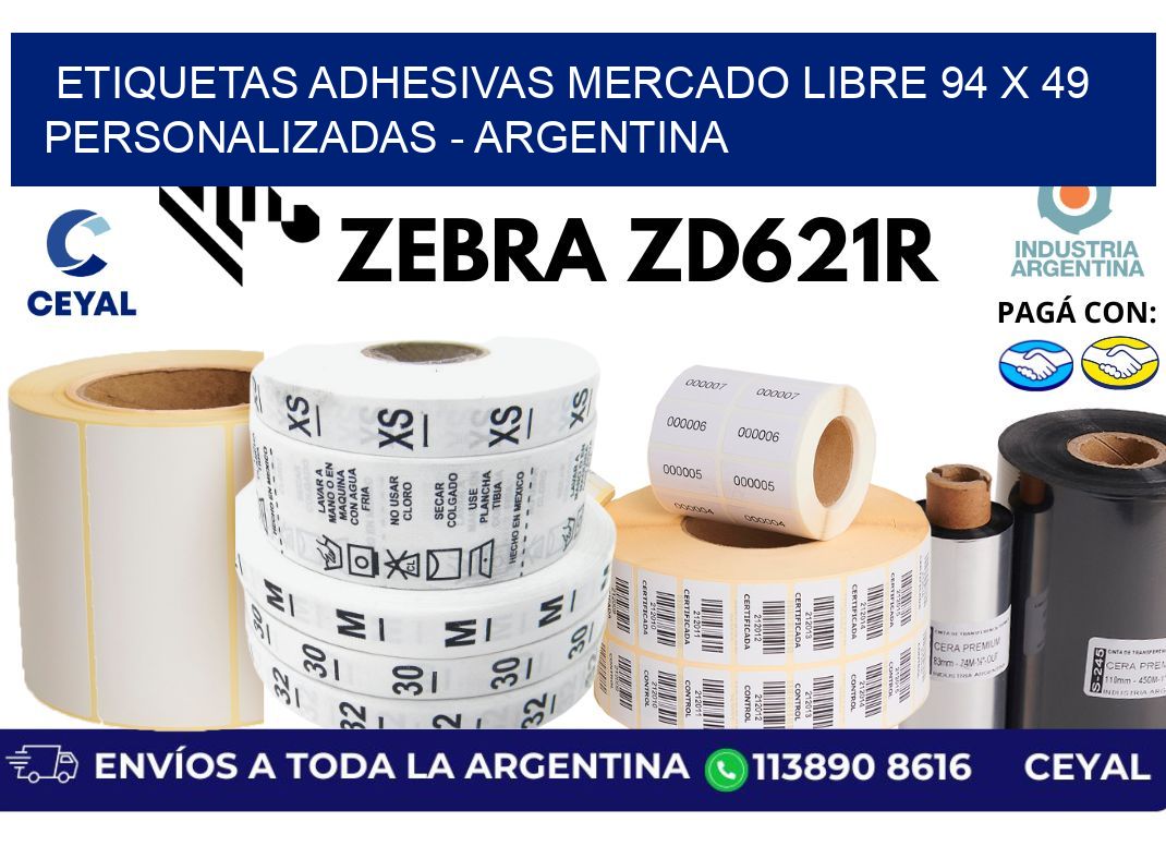 etiquetas adhesivas mercado libre 94 x 49 personalizadas - Argentina