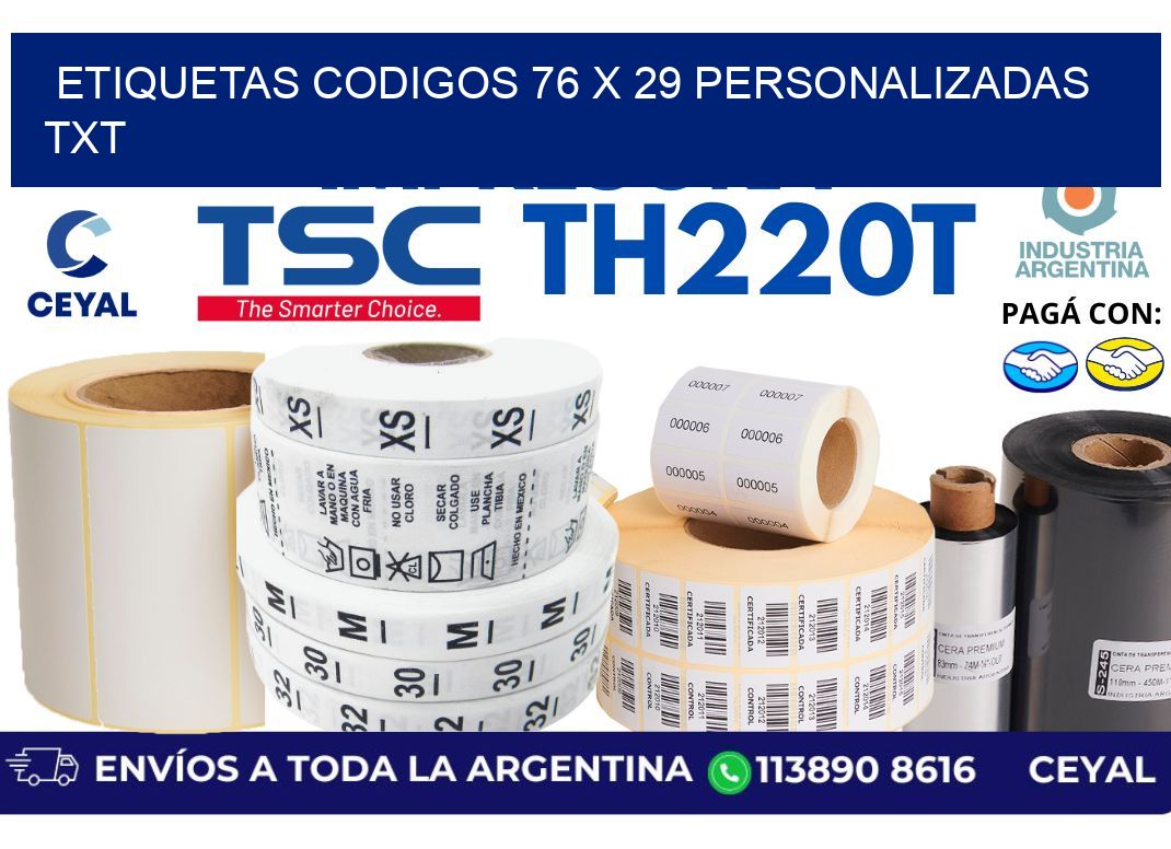etiquetas codigos 76 x 29 personalizadas txt