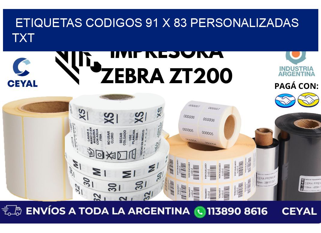 etiquetas codigos 91 x 83 personalizadas txt