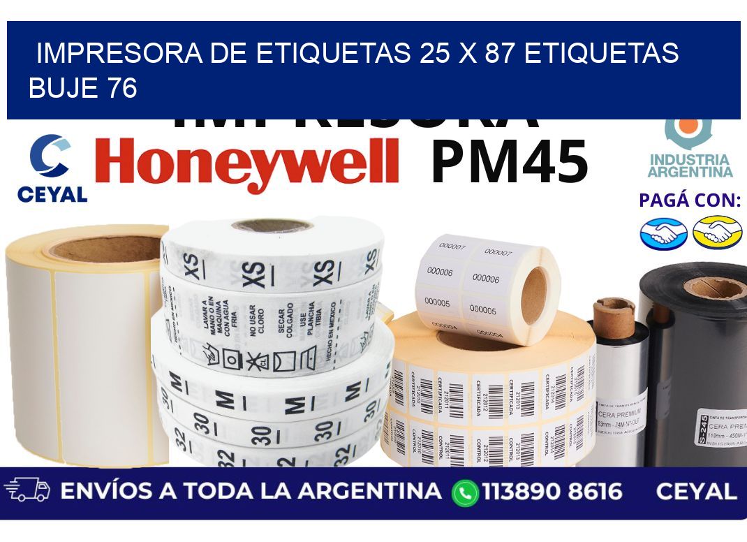 impresora de etiquetas 25 x 87 etiquetas buje 76